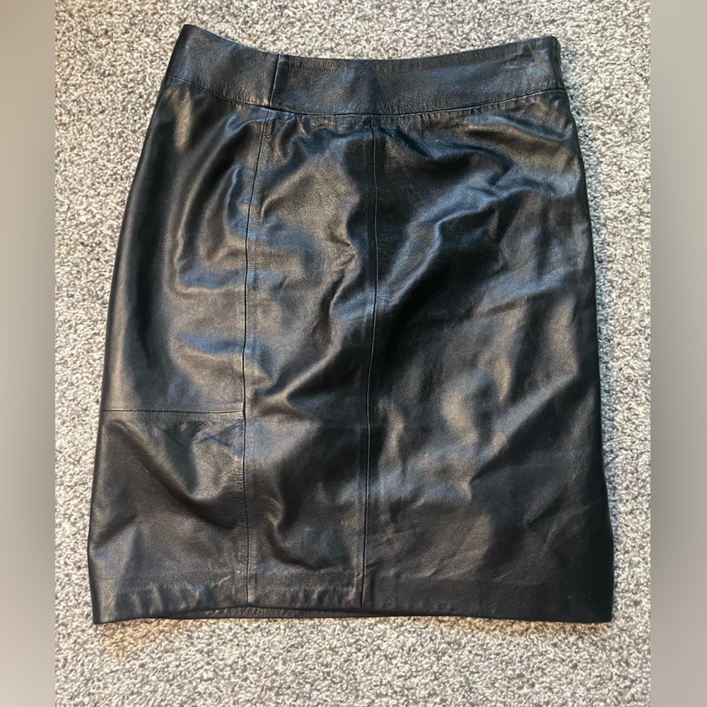 Banana Republic Black Leather Pencil Skirt